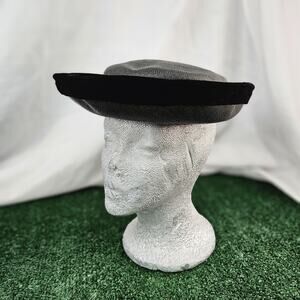 Haggarty's Los Angeles Black Straw Boater Tilt Hat Vintage Amazing Condition